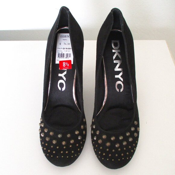 DKNYC "Denice" Womens Black Suede Copper Stud Pump w/4" Heels NWOB - Size 8.5M - Picture 4 of 11